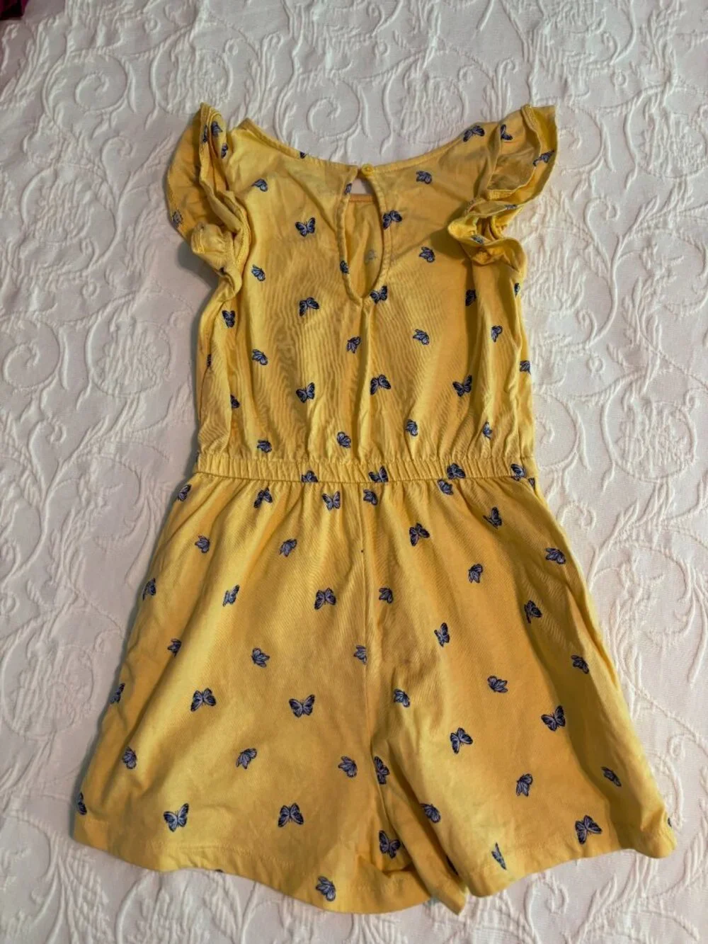 Old Navy Girls Romper, Size S (6-7), Yellow with butterflies